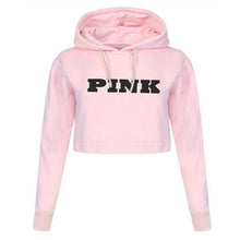 Load image into Gallery viewer, Women Oversized Hoodies Jumper Sweatshirt Female Pink Cropped Top Winter Kawaii Harajuku Letter Loose Pullover