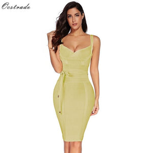 Ocstrade Women Bandage Dress 2019 Rayon Sleeveless Summer New Arrivals Sexy Deep v Neck Vestido Bodycon Bandage Dress Club Party