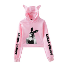 Load image into Gallery viewer, 2018 NEW Ariana Grande fashion Cat Ear Hoodies Women Navel Cool New Fashion Crop Women Hoodies Sweatshirts Sexy Kpop Harajuku