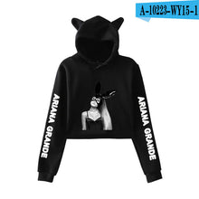 Load image into Gallery viewer, 2018 NEW Ariana Grande fashion Cat Ear Hoodies Women Navel Cool New Fashion Crop Women Hoodies Sweatshirts Sexy Kpop Harajuku