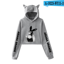 Load image into Gallery viewer, 2018 NEW Ariana Grande fashion Cat Ear Hoodies Women Navel Cool New Fashion Crop Women Hoodies Sweatshirts Sexy Kpop Harajuku