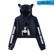 Load image into Gallery viewer, 2018 NEW Ariana Grande fashion Cat Ear Hoodies Women Navel Cool New Fashion Crop Women Hoodies Sweatshirts Sexy Kpop Harajuku