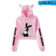 Load image into Gallery viewer, 2018 NEW Ariana Grande fashion Cat Ear Hoodies Women Navel Cool New Fashion Crop Women Hoodies Sweatshirts Sexy Kpop Harajuku