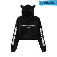 Load image into Gallery viewer, 2018 NEW Ariana Grande fashion Cat Ear Hoodies Women Navel Cool New Fashion Crop Women Hoodies Sweatshirts Sexy Kpop Harajuku