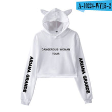 Load image into Gallery viewer, 2018 NEW Ariana Grande fashion Cat Ear Hoodies Women Navel Cool New Fashion Crop Women Hoodies Sweatshirts Sexy Kpop Harajuku