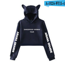 Load image into Gallery viewer, 2018 NEW Ariana Grande fashion Cat Ear Hoodies Women Navel Cool New Fashion Crop Women Hoodies Sweatshirts Sexy Kpop Harajuku