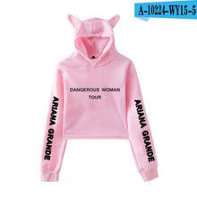 Load image into Gallery viewer, 2018 NEW Ariana Grande fashion Cat Ear Hoodies Women Navel Cool New Fashion Crop Women Hoodies Sweatshirts Sexy Kpop Harajuku