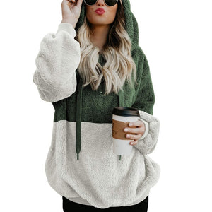 Gentillove Harajuku Casual Color Block Hoodies Sweatshirt Women Long Sleeve Zip Fleece Cozy Pullover Tops Outwear Coat 2019 New