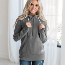 Load image into Gallery viewer, Plus Size Hoodie Pullovers 2019 Autumn Winter Long Sleeve Solid Hooded Sweatshirt Casual Zipper Pockets Pure Hoodies Tracksuits