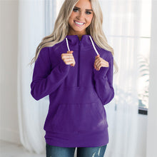 Load image into Gallery viewer, Plus Size Hoodie Pullovers 2019 Autumn Winter Long Sleeve Solid Hooded Sweatshirt Casual Zipper Pockets Pure Hoodies Tracksuits