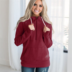 Plus Size Hoodie Pullovers 2019 Autumn Winter Long Sleeve Solid Hooded Sweatshirt Casual Zipper Pockets Pure Hoodies Tracksuits