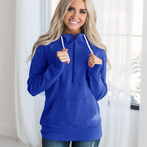 Plus Size Hoodie Pullovers 2019 Autumn Winter Long Sleeve Solid Hooded Sweatshirt Casual Zipper Pockets Pure Hoodies Tracksuits