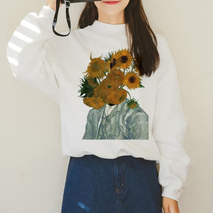 Van Gogh Funny Harajuku Vogue Hoodies Women Autumn Oil Print Warm Aesthetic Ullzang Sweatshirts 90s Van Gone Meme Hoody Female