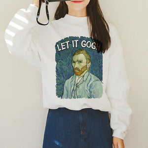 Van Gogh Funny Harajuku Vogue Hoodies Women Autumn Oil Print Warm Aesthetic Ullzang Sweatshirts 90s Van Gone Meme Hoody Female