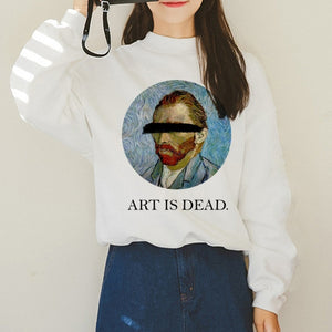 Van Gogh Funny Harajuku Vogue Hoodies Women Autumn Oil Print Warm Aesthetic Ullzang Sweatshirts 90s Van Gone Meme Hoody Female