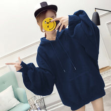 Load image into Gallery viewer, Women Sweatshirt Chic Solid Oversized Hoodie O-Neck Female Autumn Winter Casual Long Puff Sleeve Pullovers Hoodie Sweatshirts