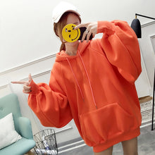 Load image into Gallery viewer, Women Sweatshirt Chic Solid Oversized Hoodie O-Neck Female Autumn Winter Casual Long Puff Sleeve Pullovers Hoodie Sweatshirts