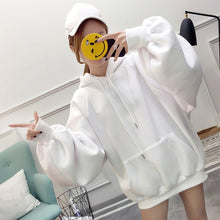 Load image into Gallery viewer, Women Sweatshirt Chic Solid Oversized Hoodie O-Neck Female Autumn Winter Casual Long Puff Sleeve Pullovers Hoodie Sweatshirts