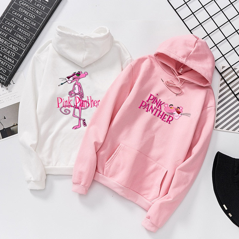 Qrxiaer Fashion Cartoon Pink Panther Hoodie women sweatshirt Autumn hoodies Streetwear Cotton Long Sleeve Women Girl Winter coat