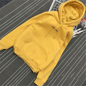 2019 Autumn Winter Fleece  Letter Harajuku Print Pullover Thick Loose Women Hoodies Sweatshirt Female Casual Coat