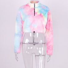 Load image into Gallery viewer, Nadafair Long Sleeve White Cropped Hoodie Women Autumn Winter Pullover Short Sweatshirt Plush Zipper Faux Fur Fluffly Sweatshirt
