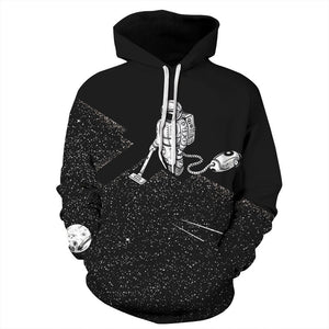 Funny Fashion Hoodies Men/Women 3D Sweatshirts Print Astronaut Vacuum Cleaner Thin Hooded Hoodies Hoody Tops