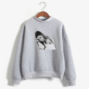 BTFCL New Fashion Women Sweatshirt Ariana Grande Idol No Tears Left To Cry Gothic Harajuku Kpop Hoodies Leisure Sudadera Mujer