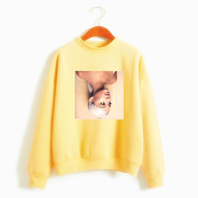 BTFCL New Fashion Women Sweatshirt Ariana Grande Idol No Tears Left To Cry Gothic Harajuku Kpop Hoodies Leisure Sudadera Mujer
