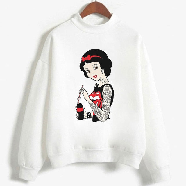 Autumn And Winter New Arrival 2019 Harajuku Vintage Spoof Princess Graphic Sweatshirts Aesthetic Funny Cartoon Hoody Female Tops