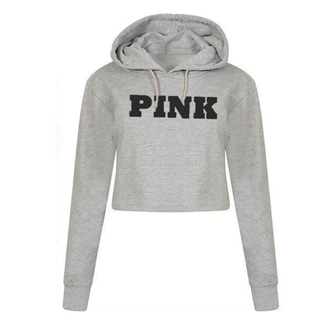 Women Oversized Hoodies Jumper Sweatshirt Female Pink Cropped Top Winter Kawaii Harajuku Letter Hooded Loose Pullovers