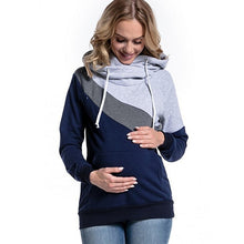 Load image into Gallery viewer, Cotton Fashion Casual Patchwork Maternity Clothes Long Sleeve Nursing Top Breastfeeding Hoodie for Pregnant Outwear Clothes