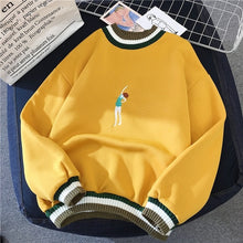Load image into Gallery viewer, Hoodies Women Autumn Winter New Plus Velvet Sweatshirts Trendy Embroidery Cute All-match Pullover Womens Loose Warm Long Sleeve