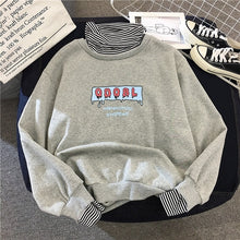 Load image into Gallery viewer, Hoodies Women Autumn Winter New Plus Velvet Sweatshirts Trendy Embroidery Cute All-match Pullover Womens Loose Warm Long Sleeve