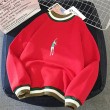 Load image into Gallery viewer, Hoodies Women Autumn Winter New Plus Velvet Sweatshirts Trendy Embroidery Cute All-match Pullover Womens Loose Warm Long Sleeve