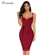 Load image into Gallery viewer, Ocstrade Women Bandage Dress 2019 Rayon Sleeveless Summer New Arrivals Sexy Deep v Neck Vestido Bodycon Bandage Dress Club Party