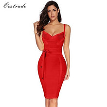 Load image into Gallery viewer, Ocstrade Women Bandage Dress 2019 Rayon Sleeveless Summer New Arrivals Sexy Deep v Neck Vestido Bodycon Bandage Dress Club Party