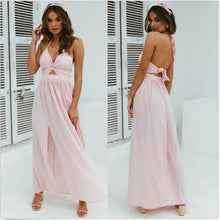 Load image into Gallery viewer, Womens Spaghetti Strap Summer Boho Maxi Long Dress Party Beach Dresses V Neck Split Sundress Floral Halter Dress 2019 New